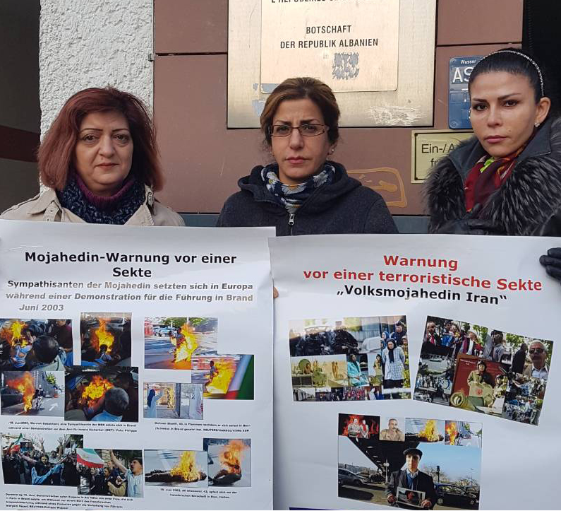 اعتراض به رفتارهای فرقه رجوی در دیدار با کاردار سفارت آلبانی در شهر برلین آلمان