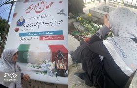 حضور مادر «ثریا عبداللهی» در مزار شهید مدافع وطن
